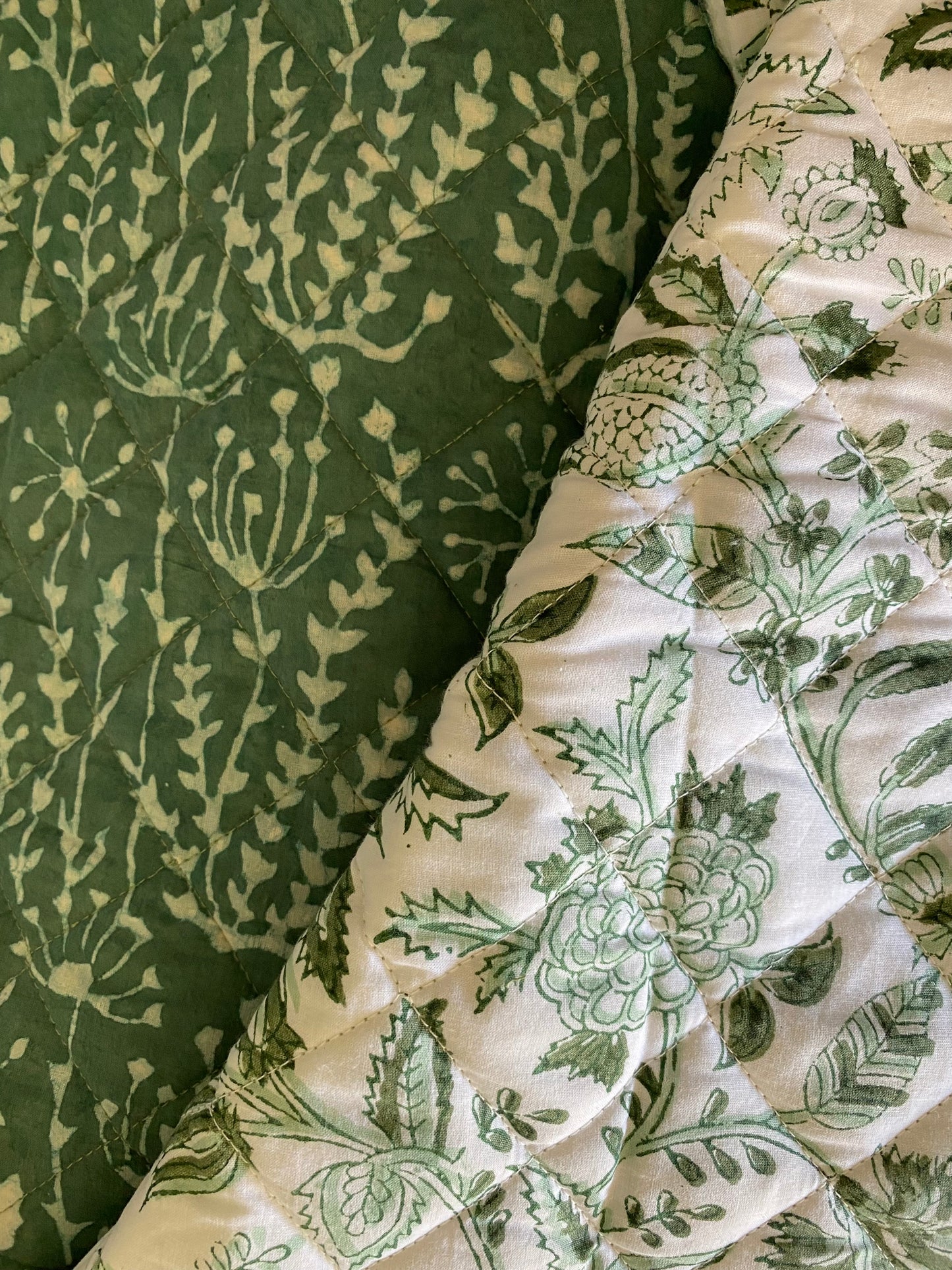 Quilted Block Print - Green $54.00 per metre